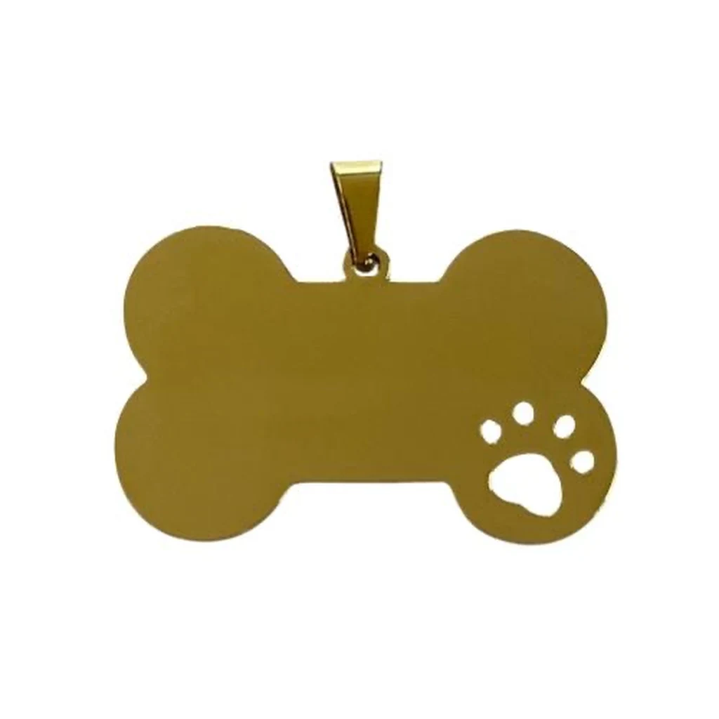 Placa de identificación perro hueso Dorado