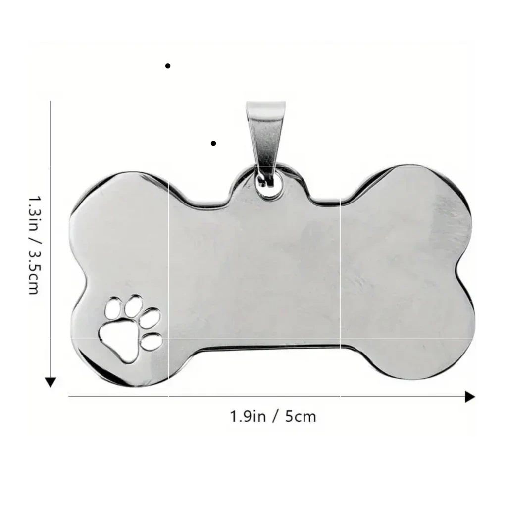 Placa de identificación perro hueso Plateado